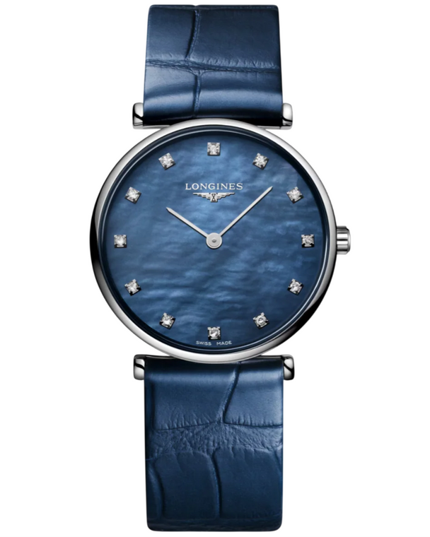 LONGINES La Grande Classique Quartz 29MM Blue MOP Diamond Dial Leather Women’s Watch L4.512.4.81.2_6a220d426a09c.png
